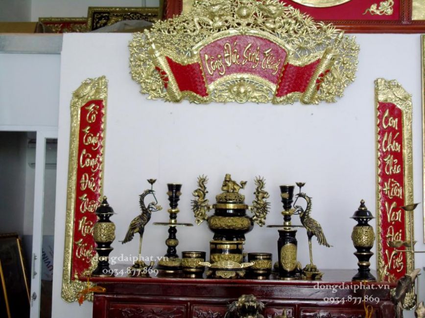 Bộ đỉnh đồng đen vàng cao 52 cm