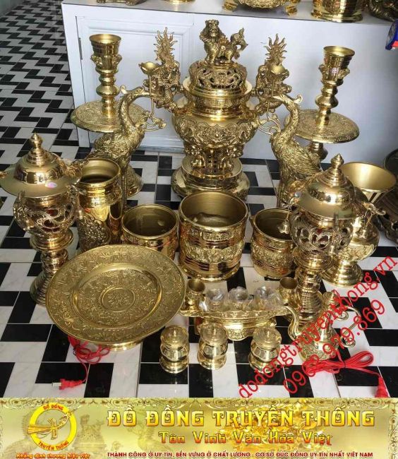 đồ đồng đại phát bộ hoa văn 3D đầy đủ