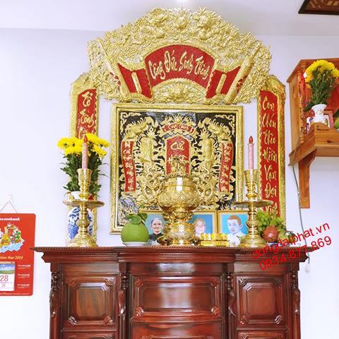 giá bộ hoành phi bằng đồng hoành phi câu đối thờ cửu huyền thất tổ