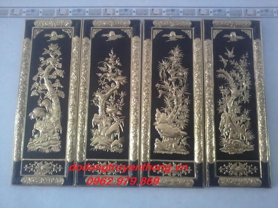 tranh tu qui khung dong mung tan gia