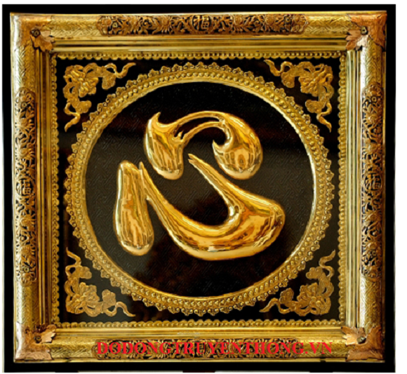 quà tặng chữ tâm mạ vàng tranh chữ tâm mạ vàng