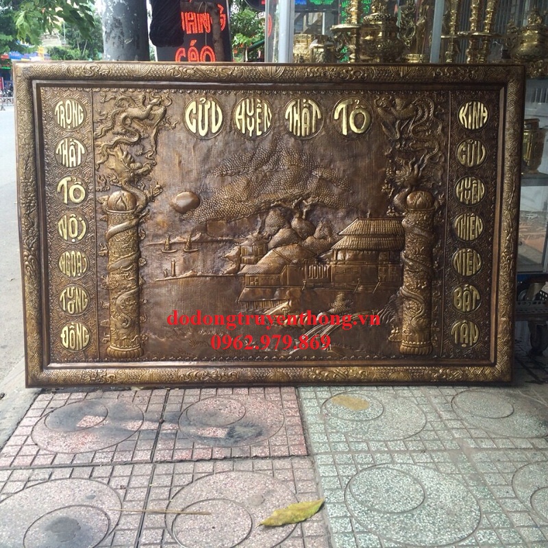 tranh đồng màu giả cổ cửu huyền thất tổ tranh thờ cửu huyền thất tổ,tranhthocuuhuyenthatto