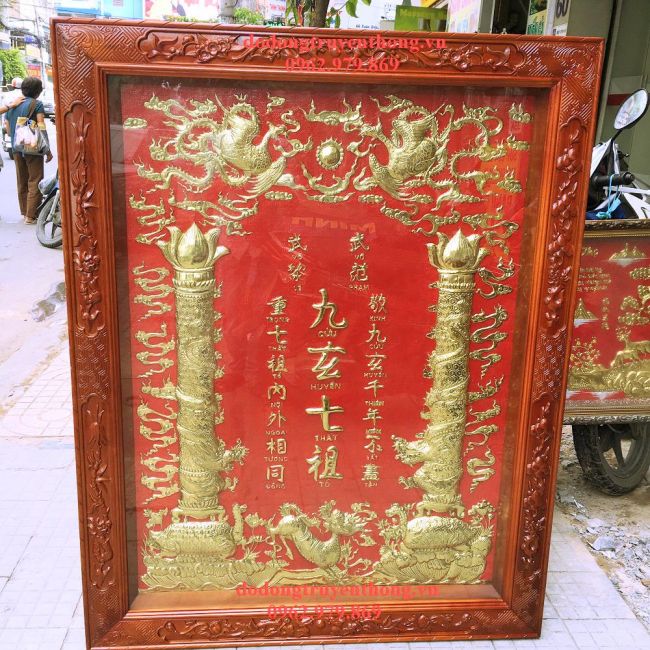 Giá bức tranh cửu huyền thất tổ treo bàn thờ tại quận tân bình tranh cửu huyền thất tổ khung gỗ thờ gia tiên